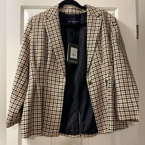 Who What Wear Black and Cream Houndstooth Blazer